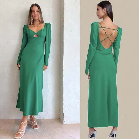 By Johnny Olivia Strap Back Maxi in Forest Green Size 12 Hire Your Desire