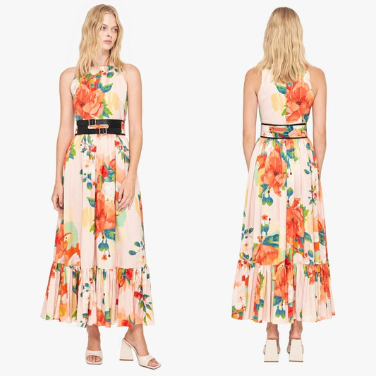 Leo Lin Florenscence Sleeveless Maxi Dress - Size 14